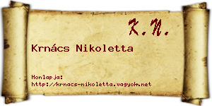 Krnács Nikoletta névjegykártya