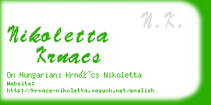 nikoletta krnacs business card